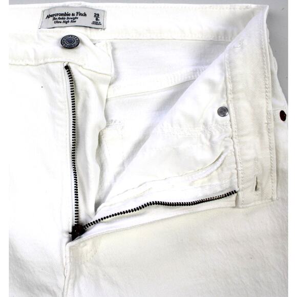 Abercrombie & Fitch Womens 8 The Ankle Straight Ultra High Rise White Distressed - Picture 6 of 10